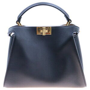 FENDI Peekaboo Essentially Handbag Shoulder Bag Black Leather